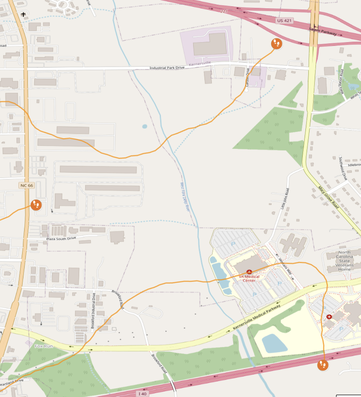 Volunteer routes footsteps