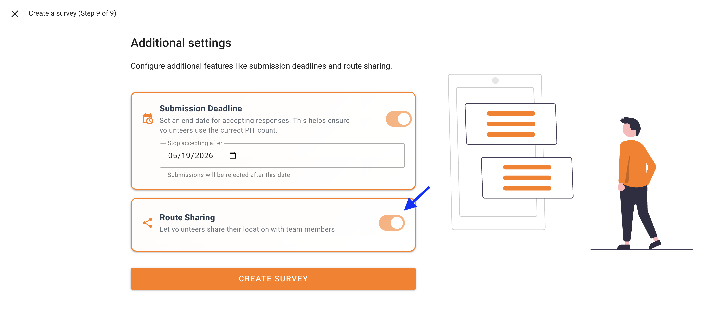 Turning on route sharing