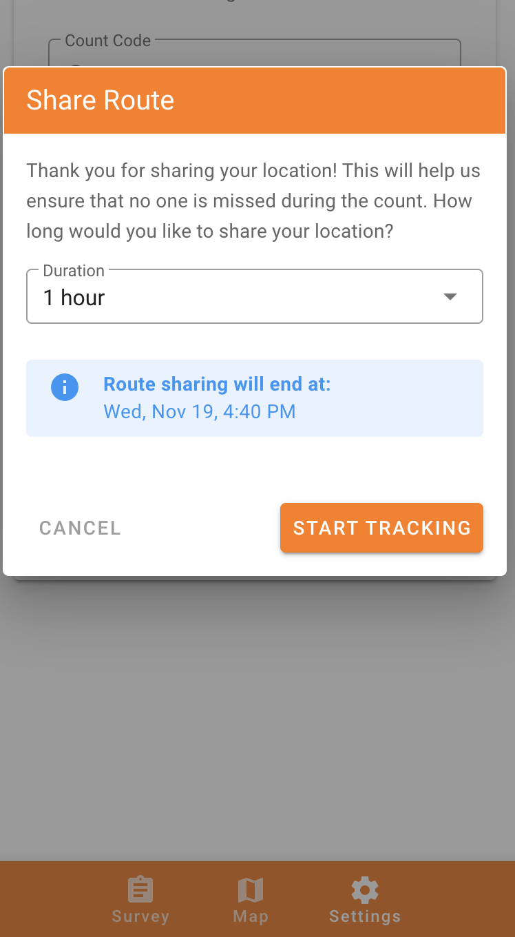 Volunteer route sharing (before)
